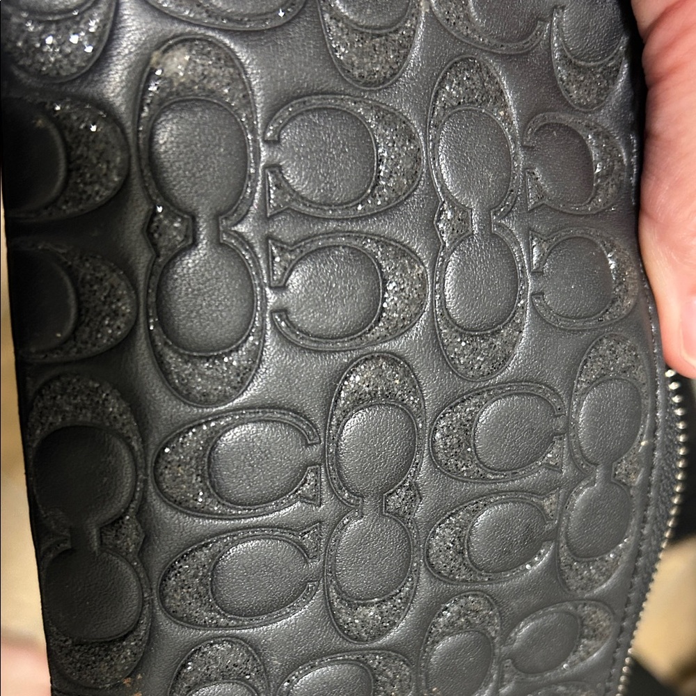 Coach Black Embossed Leather Wristlet - Picture 5 of 5